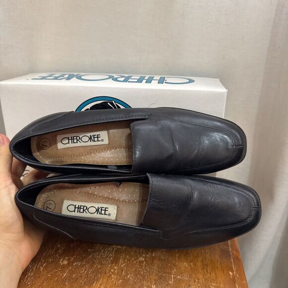 Cherokee 90s Y2K Black‎ Leather Lug Slip On Womens Mules Loafer Heels Bratz 7.5 - Picture 6 of 8